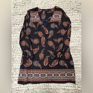 Blu Pepper long sleeve paisley pattern dress